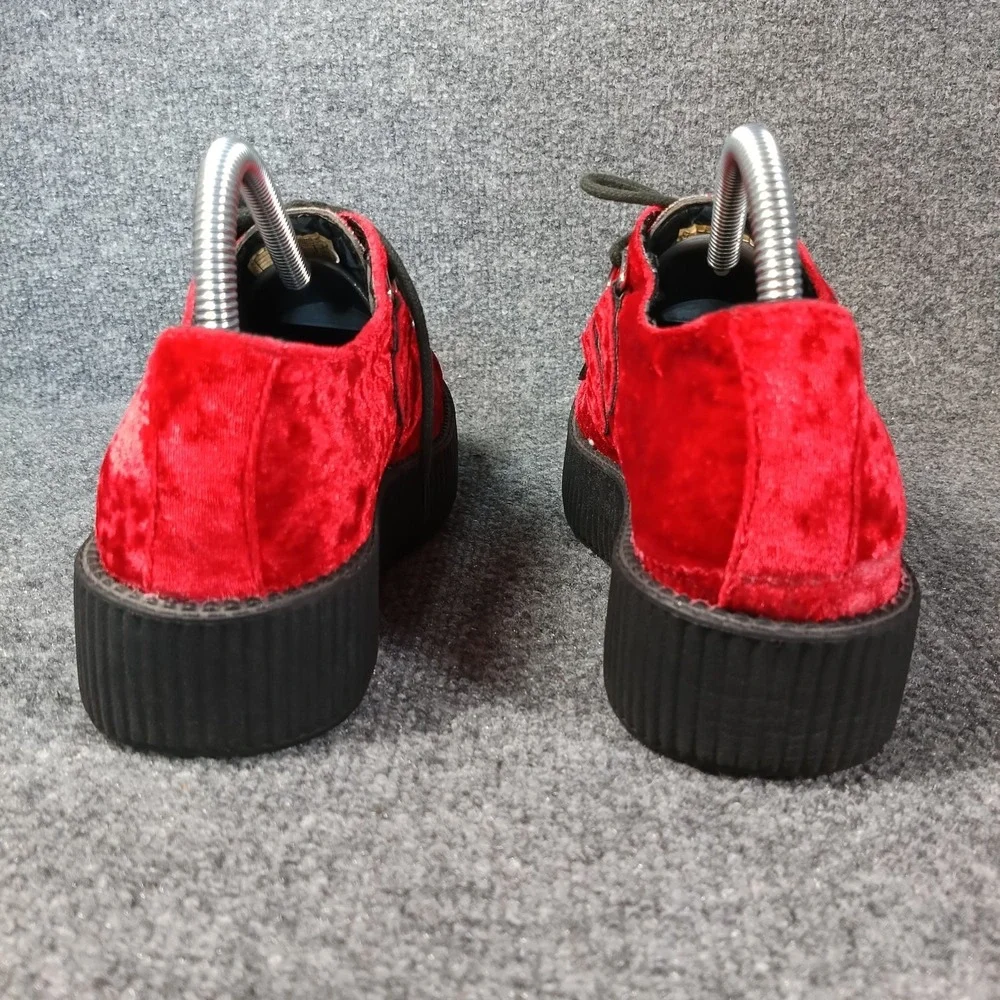 TUK Viva Mondo Creepers Women Size 7 Red Velvet Platform Shoes